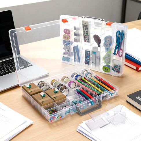 Foraineam 2 Pack 48 Grids Plastic Organizer Boxes with Removable Dividers, Bead Organizers Tackle Box Rock Collection Case, Clear Compartment Container for Jewelry Screws Beads Crafts Office Supplies in Kuwait