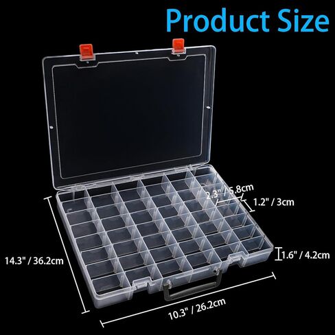 Foraineam 2 Pack 48 Grids Plastic Organizer Boxes with Removable Dividers, Bead Organizers Tackle Box Rock Collection Case, Clear Compartment Container for Jewelry Screws Beads Crafts Office Supplies in Kuwait