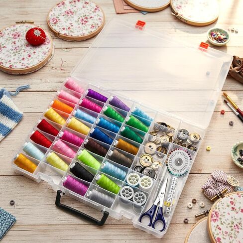 Foraineam 2 Pack 48 Grids Plastic Organizer Boxes with Removable Dividers, Bead Organizers Tackle Box Rock Collection Case, Clear Compartment Container for Jewelry Screws Beads Crafts Office Supplies in Kuwait