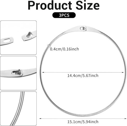 3 Pack 6 Inch Loose Leaf Binder Rings Extra Large Metal Plated Steel Iron Wrench Organizer Locking Carabiner Metal Rings for Index Cards Bib Key DIY Craft Supplies in Saudi Arabia