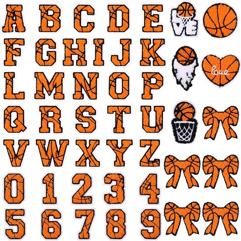 92 Pcs Basketball Iron on Letter Patches Bulk Cartoon Alphabet A to Z Numbers Basketball Bow Letter Heat Transfer Embroidery Patches for Hat Backpacks Clothing Jackets Decor Sports Lovers DIY Crafts in Saudi Arabia