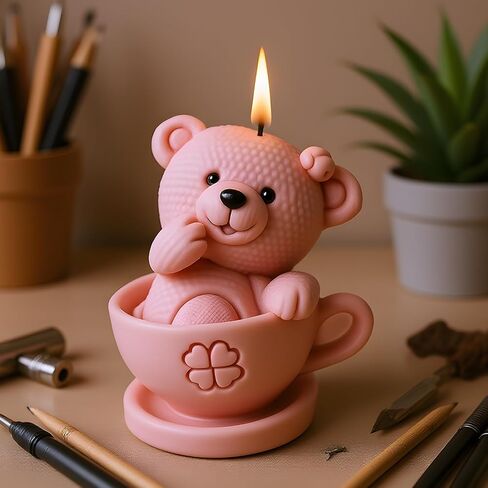 Cup Elephant Shape Candle Mold Cup Bear Shape Silicone Candle Molds for Candles Making Resin Casting Aromatherapy Candles Handmade Wax Home Decor Set of 2 in Saudi Arabia