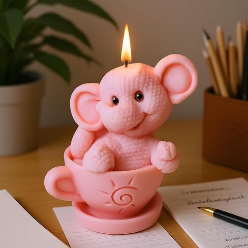 Cup Elephant Shape Candle Mold Cup Bear Shape Silicone Candle Molds for Candles Making Resin Casting Aromatherapy Candles Handmade Wax Home Decor Set of 2 in Saudi Arabia