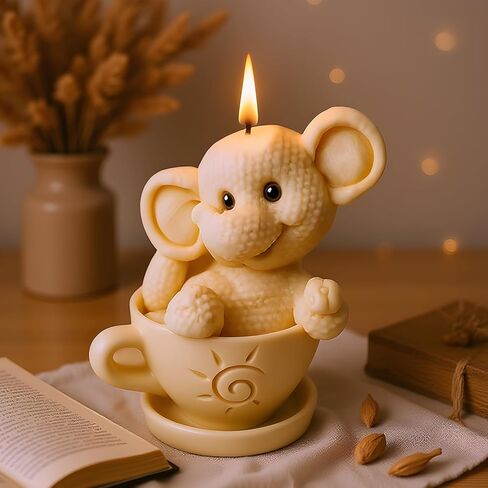 Cup Elephant Shape Candle Mold Cup Bear Shape Silicone Candle Molds for Candles Making Resin Casting Aromatherapy Candles Handmade Wax Home Decor Set of 2 in Saudi Arabia