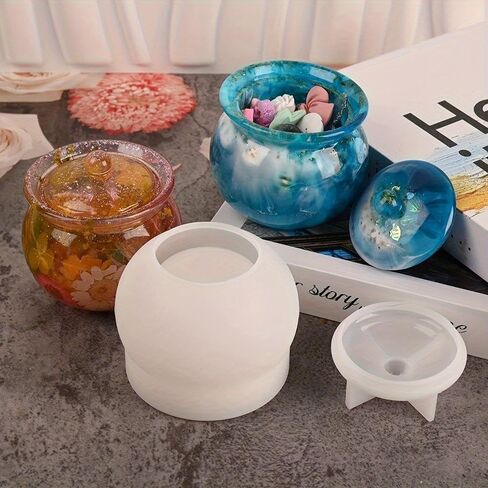 1pc Jar Silicone Molds, Jar Resin with Lid, Epoxy Molds for DIY Jewelry Storage Box, Candle Holder, Candy Container, Epoxy Resin Casting Gifts in Saudi Arabia
