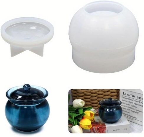 1pc Jar Silicone Molds, Jar Resin with Lid, Epoxy Molds for DIY Jewelry Storage Box, Candle Holder, Candy Container, Epoxy Resin Casting Gifts in Saudi Arabia