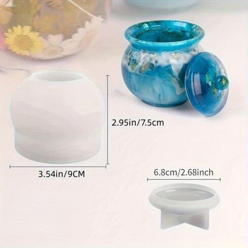 1pc Jar Silicone Molds, Jar Resin with Lid, Epoxy Molds for DIY Jewelry Storage Box, Candle Holder, Candy Container, Epoxy Resin Casting Gifts in Saudi Arabia