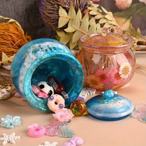 1pc Jar Silicone Molds, Jar Resin with Lid, Epoxy Molds for DIY Jewelry Storage Box, Candle Holder, Candy Container, Epoxy Resin Casting Gifts in Saudi Arabia
