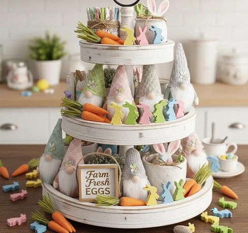 60 قطعة من أرنب عيد الفصح الخشبي الصغير، تماثيل صغيرة على الوجهين لعيد الفصح وزخارف أرنب لطاولة حفلات الربيع والحرف اليدوية in Kuwait