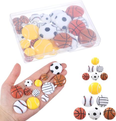 36 PCS Assorted Sport Ball Flat Back Resin Charms, Tiny Resin Sports Ball Embellishment Basketball Baseball Football Soccer Tennis Beads Mini Volleyballs for Crafts DIY Scrapbooking Sports Charms in Saudi Arabia