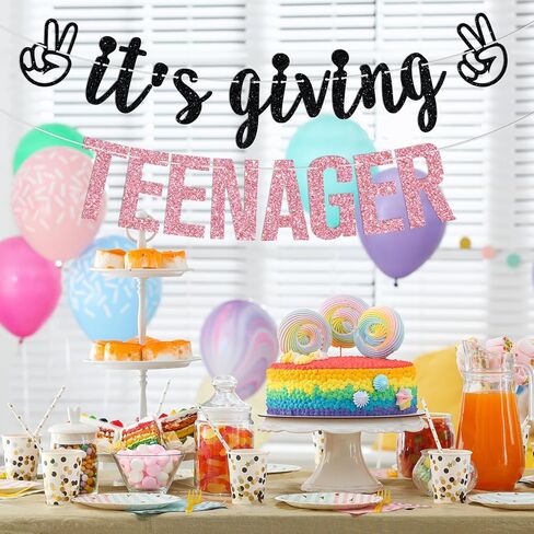 It's Giving Teenager Banner, Bruh I'm 13, Official Teenager, Hello Thirteen, Happy 13th Birthday Party Decorations Supplies for Girls in Saudi Arabia