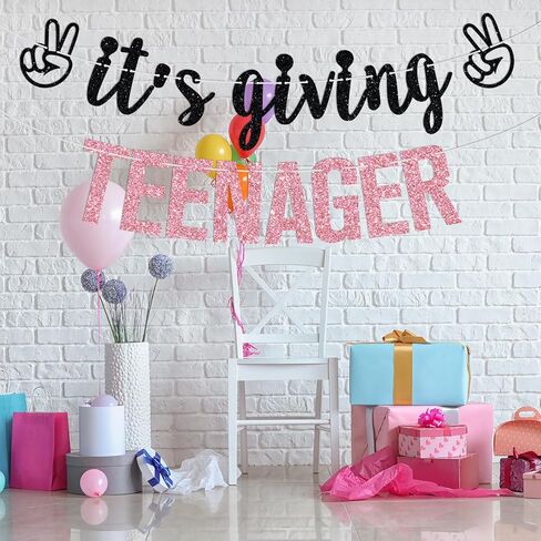 It's Giving Teenager Banner, Bruh I'm 13, Official Teenager, Hello Thirteen, Happy 13th Birthday Party Decorations Supplies for Girls in Saudi Arabia