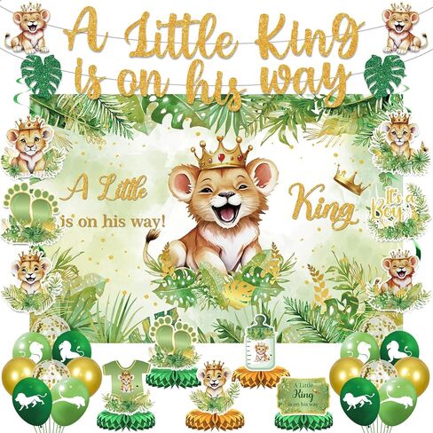 Lion Baby Shower Party Decorations A Little King is on His Way Banner Lion Birthday Decoration Baby Shower Honeycomb Centerpieces for Boy Wild Jungle Safari Gender Reveal Decoration in Saudi Arabia