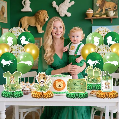 Lion Baby Shower Party Decorations A Little King is on His Way Banner Lion Birthday Decoration Baby Shower Honeycomb Centerpieces for Boy Wild Jungle Safari Gender Reveal Decoration in Saudi Arabia