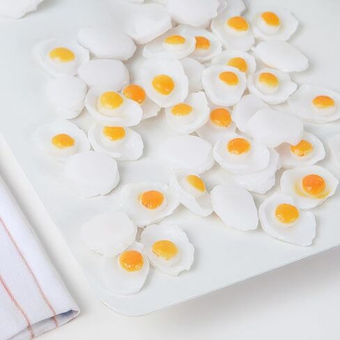 Miniature Fried Eggs Set (10 Pack) | 1:12 Scale Dollhouse Kitchen Food Accessories | Realistic Dollhouse Miniatures, Non-Edible in Saudi Arabia