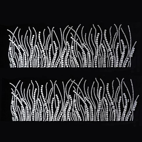Sparkling Clear Feather Rhinestone Hotfix Transfer - Iron-On Crystal Applique for DIY Clothing, Jeans, T-Shirts, Bags, and More - Bling Decor Patch 11.4'' x 3.78'' (4Pcs/ 2Sheets) in Saudi Arabia