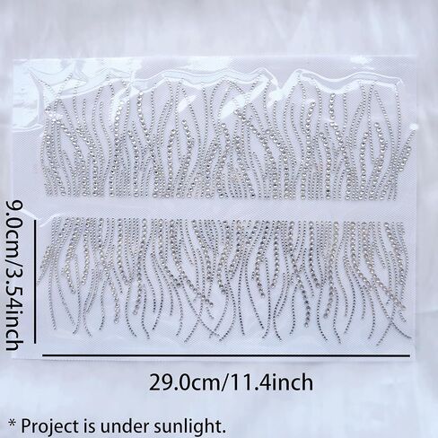Sparkling Clear Feather Rhinestone Hotfix Transfer - Iron-On Crystal Applique for DIY Clothing, Jeans, T-Shirts, Bags, and More - Bling Decor Patch 11.4'' x 3.78'' (4Pcs/ 2Sheets) in Saudi Arabia