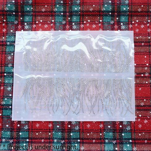 Sparkling Clear Feather Rhinestone Hotfix Transfer - Iron-On Crystal Applique for DIY Clothing, Jeans, T-Shirts, Bags, and More - Bling Decor Patch 11.4'' x 3.78'' (4Pcs/ 2Sheets) in Saudi Arabia