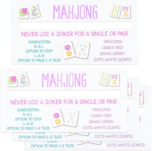 Mahjong Line Finder with Rules, 4 Pack White Mahjong Rules Helper Reader Beginner-Friendly Accessories in Kuwait