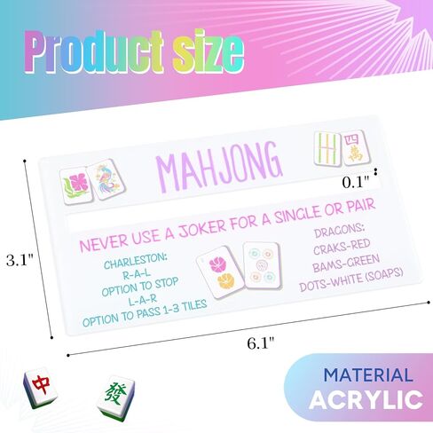 Mahjong Line Finder with Rules, 4 Pack White Mahjong Rules Helper Reader Beginner-Friendly Accessories in Kuwait