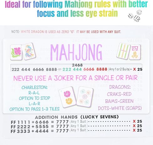 Mahjong Line Finder with Rules, 4 Pack White Mahjong Rules Helper Reader Beginner-Friendly Accessories in Kuwait