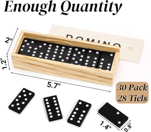 30 Pack Mini Wooden Dominoes Set, Double 6 Dominos Game with Wood Case&Instructions, Bulk Domino Party Favor, 28 Tiles Domino Travel Box Set, Miniature Classic Board Activity for Adults in Saudi Arabia