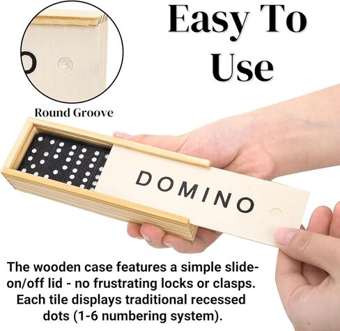 30 Pack Mini Wooden Dominoes Set, Double 6 Dominos Game with Wood Case&Instructions, Bulk Domino Party Favor, 28 Tiles Domino Travel Box Set, Miniature Classic Board Activity for Adults in Saudi Arabia