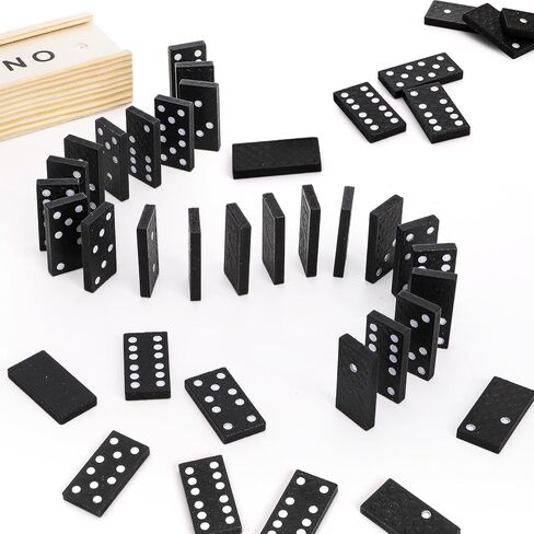 30 Pack Mini Wooden Dominoes Set, Double 6 Dominos Game with Wood Case&Instructions, Bulk Domino Party Favor, 28 Tiles Domino Travel Box Set, Miniature Classic Board Activity for Adults in Saudi Arabia
