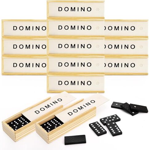 30 Pack Mini Wooden Dominoes Set, Double 6 Dominos Game with Wood Case&Instructions, Bulk Domino Party Favor, 28 Tiles Domino Travel Box Set, Miniature Classic Board Activity for Adults in Saudi Arabia