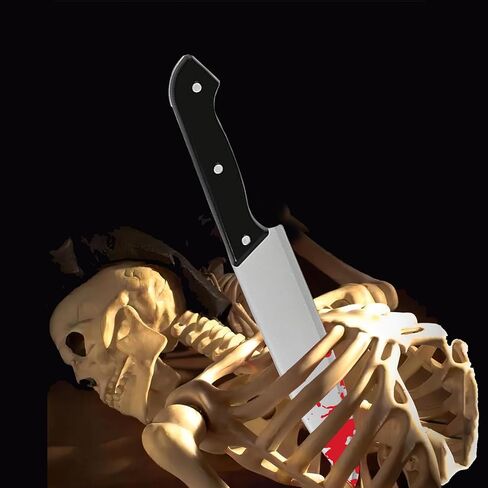 2Pcs Halloween Fake Knife Prop,Fake Knife,Halloween Classic Horror Props Kills Butcher Knife Prop (Silver+red) in Saudi Arabia