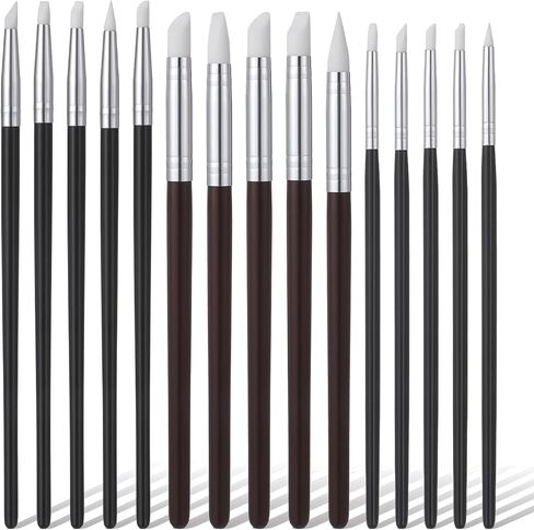 15 Pcs Silicone Paint Brushes for Crafts, 5 Shapes Head, Rubber Paint Pens Silicone Clay Tools Dotting Tools for Painting Pottery Nail Art Gouache Acrylic 0.11/0.20/0.31 inch in Saudi Arabia