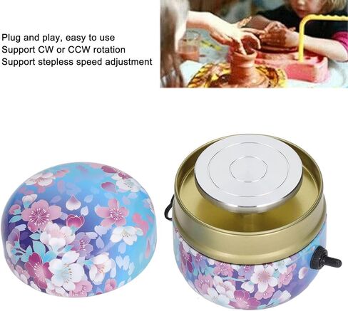 Mini Pottery Wheel Machine, Adjustable Speed Pottery Wheel Clay Tool with Tray for Kids, Beginners and Ceramics Art in Saudi Arabia