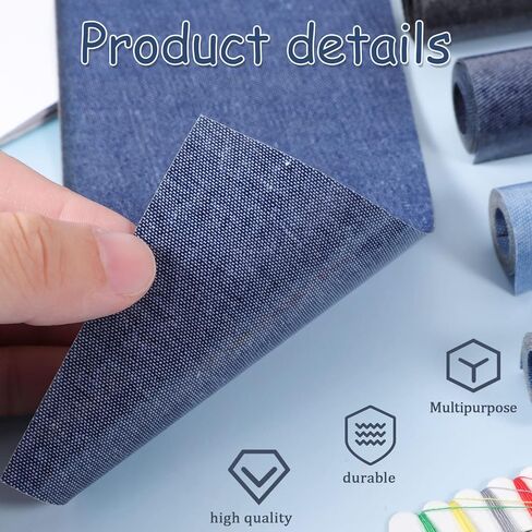 5 Rolls Jeans Denim Patches, 8 x 50cm Inside and Outside Iron On Patches for Jeans Clothing Hole Repairing and Decoration (5 Colors) in Saudi Arabia