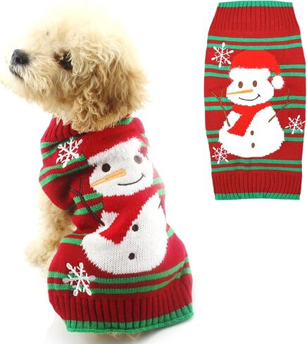 Dog Ugly Christmas Snowman Sweater Christmas Holiday New Year Pet Clothes for Cat Dog (Red, S) in Saudi Arabia
