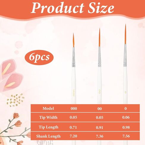 Fine Liner Watercolor Brushes 6Pcs Script Writer Brush For Acrylic Paints Highly Flexible Paint Brushes Extra Long Fine Point Tip Pinstriping Scroll Outlining Brush For Watercolor Gouache Oil Painting in Saudi Arabia