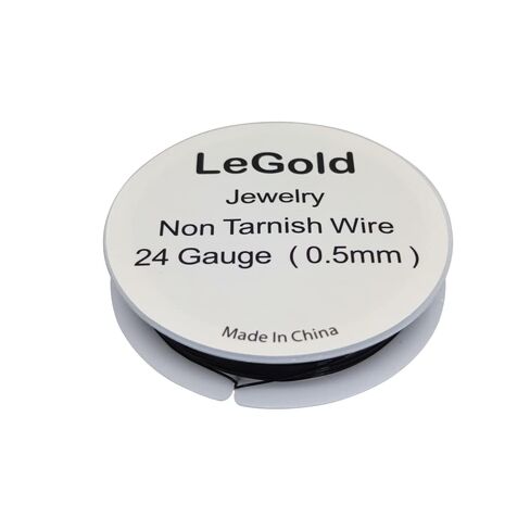 LeGold 24 مقياس 6 متر مجوهرات مطرزة بالخرز سلك نحاسي غير مقاوم للتشوه، لون أسود in Saudi Arabia