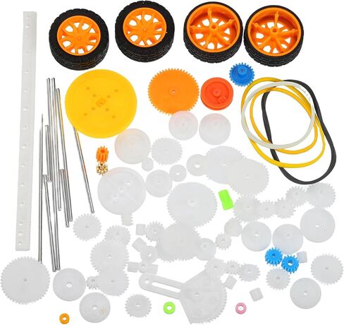 مجموعة التروس البلاستيكية MECCANIXITY مجموعة أدوات حزمة المحرك الصغيرة 0.5 لمحرك DC DIY الملحقات نموذج اللعب RC سيارة روبوت مع عجلات وحزام حزمة من 78 in Saudi Arabia