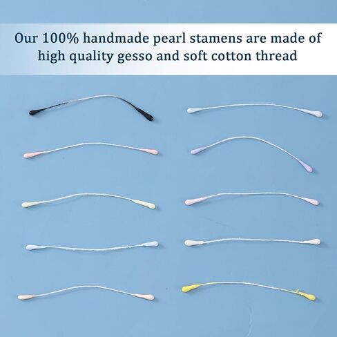 1200 Pcs Flower Stamens for Crafts, White Pearl Double Heads Stamens for Flower Making Artificial Flowers Stamen Hand-Made Matt Floral Stamen for Wedding Party Home Scrapbook Decoration, 10 Colors in Saudi Arabia