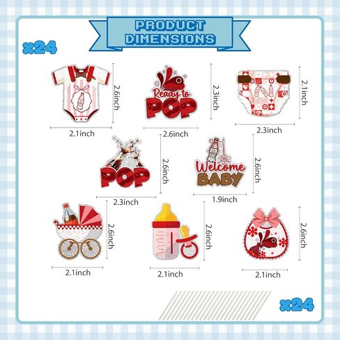 24Pcs She's Ready to Pop Baby Shower Cupcake Toppers - Glitter About Soda Bottle to Pop Baby Shower Party Decorations for Soda Bottle Cake Décor in Kuwait