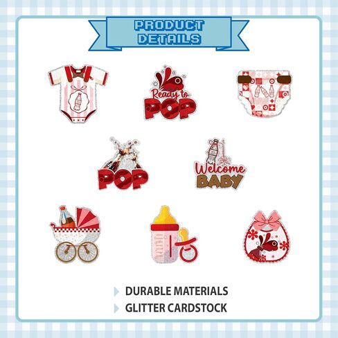 24Pcs She's Ready to Pop Baby Shower Cupcake Toppers - Glitter About Soda Bottle to Pop Baby Shower Party Decorations for Soda Bottle Cake Décor in Kuwait