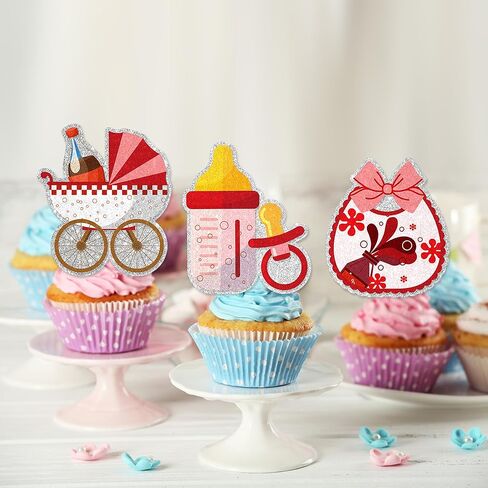 24Pcs She's Ready to Pop Baby Shower Cupcake Toppers - Glitter About Soda Bottle to Pop Baby Shower Party Decorations for Soda Bottle Cake Décor in Kuwait