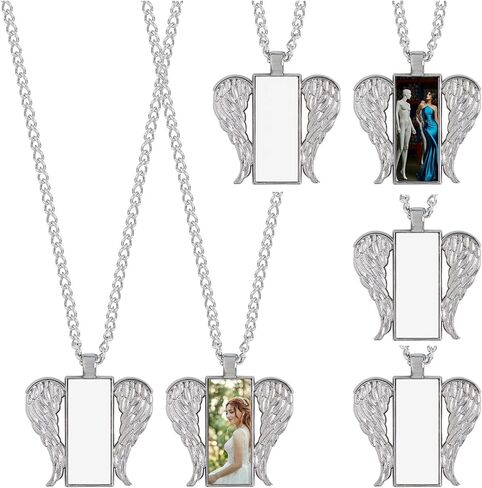 Framendino, 6 Pack Sublimation Angel Wings Blank Necklace With Chain for DIY Making in Saudi Arabia