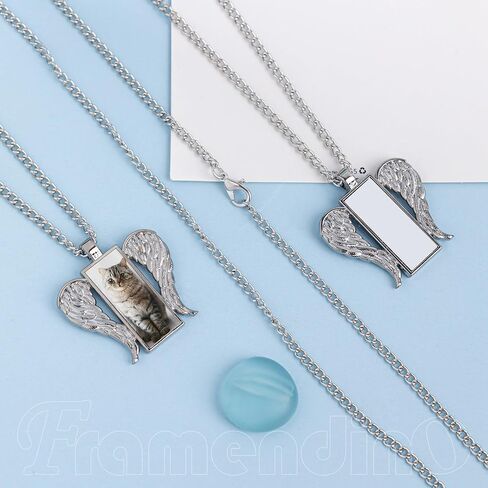 Framendino, 6 Pack Sublimation Angel Wings Blank Necklace With Chain for DIY Making in Saudi Arabia
