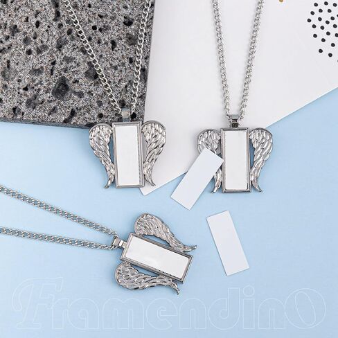 Framendino, 6 Pack Sublimation Angel Wings Blank Necklace With Chain for DIY Making in Saudi Arabia