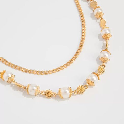 Layered Pearl Cross Pants Chains - Exquisite Gold Jean Pocket Chain Rhinestone Flower Chain for Women Men, Cute Bag Purse Charms Jewelry in Saudi Arabia