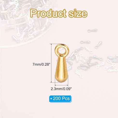 PATIKIL Extender Chain Teardrop, 400 Pcs Metal Tear Drop Dangle End Beads End Drop Charm Terminators for DIY Jewelry Findings Necklace Making Crafting Anklets, Gold Tone in Saudi Arabia