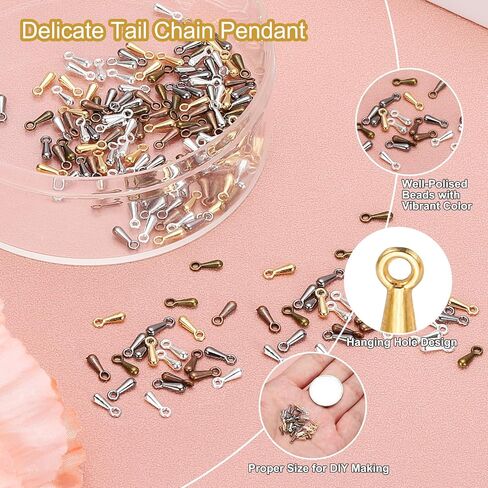 PATIKIL Extender Chain Teardrop, 400 Pcs Metal Tear Drop Dangle End Beads End Drop Charm Terminators for DIY Jewelry Findings Necklace Making Crafting Anklets, Gold Tone in Saudi Arabia