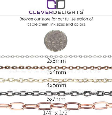 قلادات سلسلة كبل CleverDelights 3x4 مم - لون نحاسي عتيق - 50 حزمة - طول 24 بوصة in Saudi Arabia