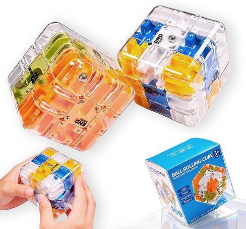 2 Pack 3D Rolling Ball Maze Cube for Adults, Sensory Toys Labyrinth 3D Puzzle Maze Cube, Educational Learning Toys for Logical Thinking Holidays in Saudi Arabia