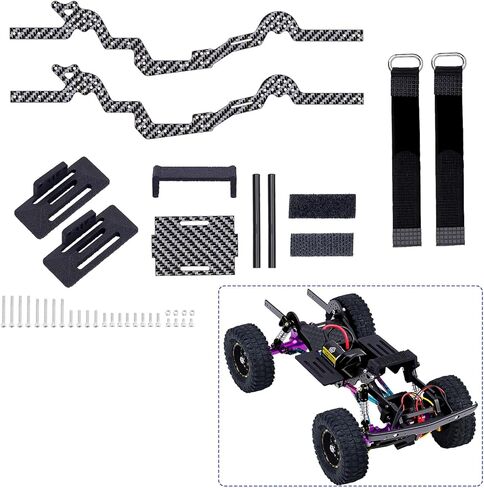 Carbon Fiber LCG Chassis Kit Frame Rail for Axial SCX24 Chevrolet C10 JLU Bronco Base Camp 1/24 RC Crawler Car in Saudi Arabia
